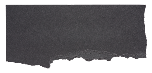 Isolated cut out torn piece of blank black paper note cardboard with texture and copy space for text, transparent png background design element
