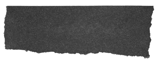 Isolated cut out torn piece of blank black paper note cardboard with texture and copy space for text, transparent png background design element
