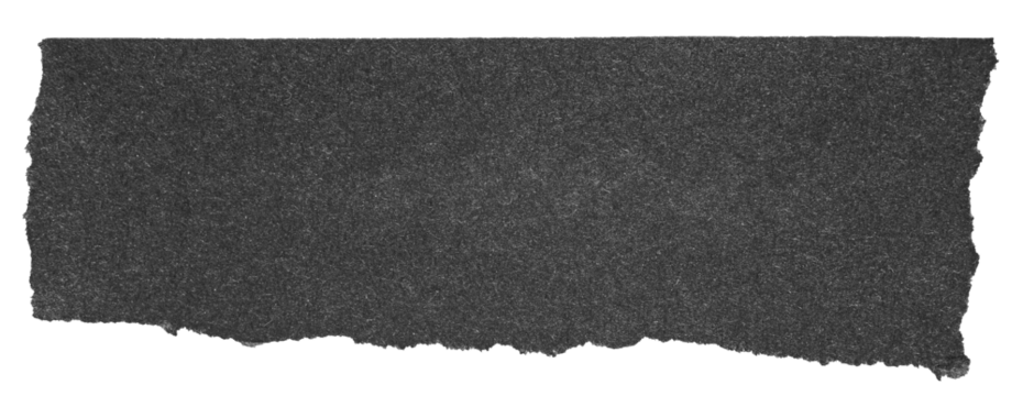 Isolated cut out torn piece of blank black paper note cardboard with texture and copy space for text, transparent png background design element
