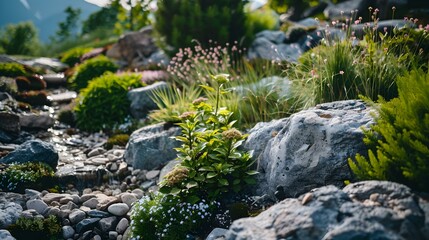 garden with an alpine pic