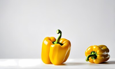 Studio shot of two yellow bell peppers on white background, AI Generated