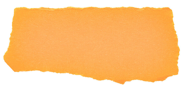 Isolated cut out torn piece of blank orange paper note cardboard with texture and copy space for text, transparent png background design element
