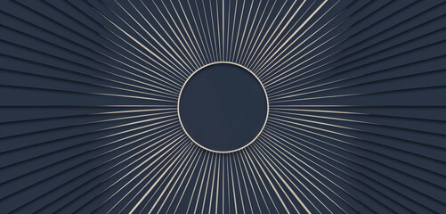 A dark abstract design with a central circle and blue radial lines, creating a symmetrical and modern pattern with a subtle gradient effect.