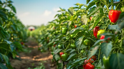 A field of pepper plants
