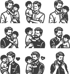 Happy Father’s Day vector collection vintage style