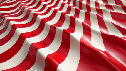 Naklejka premium A red and white striped flag with a wave pattern