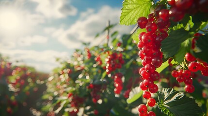 Obraz premium a red currant field bushes