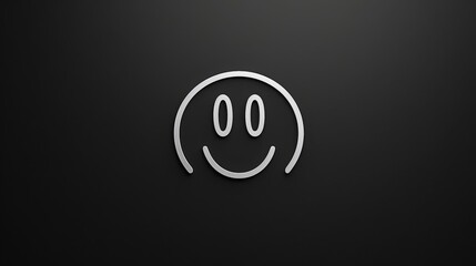 smiling smily face, simple line art ,white on black background, minimalistic design, 16:9