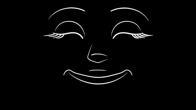 recommend clip art: proud face, simple line art ,white on black background, minimalistic design, 16:9