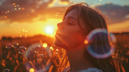 Young teenage girl closest pals spend time in nature
