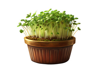 Microgreens in a pot on a window