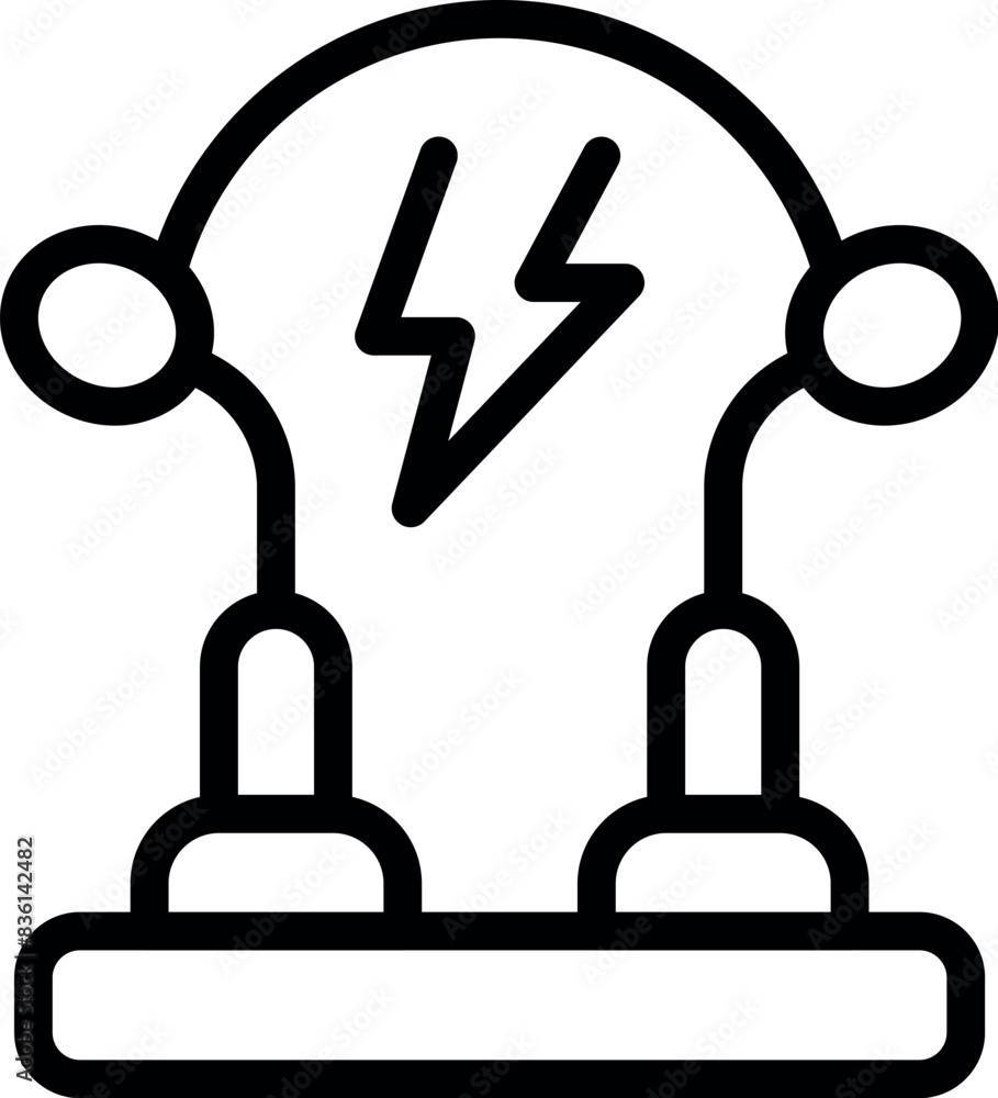 Poster modern and simple electric experiment icon with lightning bolt symbol in black and white vector line