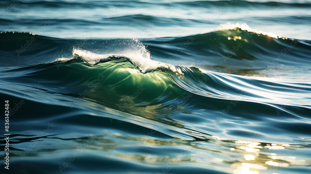 Poster create an abstract background with flowing, ethereal waves in shades of blue and green. the waves sh