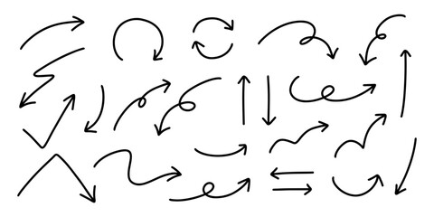 Set of Hand drawn vector arrows doodle on white background. design element vector illustration