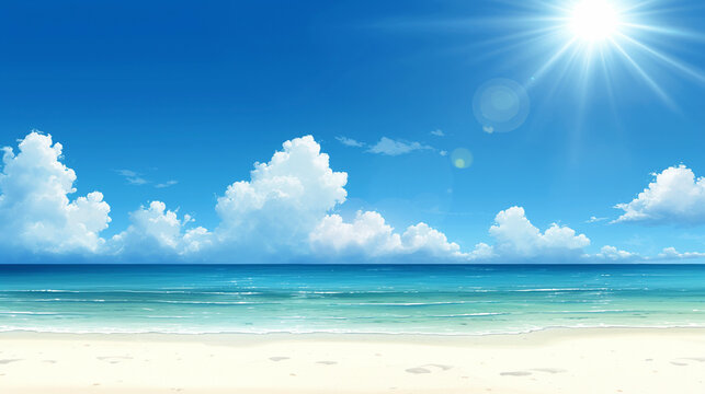 真夏の海と太陽　Generative AI