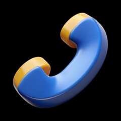 A blue and yellow phone with a red button