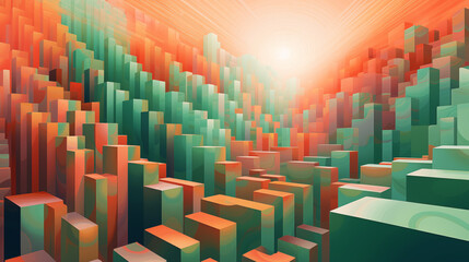 Obraz premium Abstract Surreal Image Pattern Background, Impossible Geometric Shapes and Floating Staircases, Texture, Wallpaper, Background, Cell Phone Cover and Screen, Smartphone, Computer, Laptop, 16:9 Format -