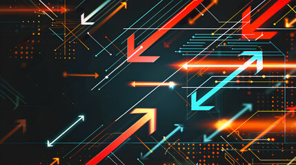 Fototapeta premium a minimalistic image showcasing digital arrows on a subtle tech grid background
