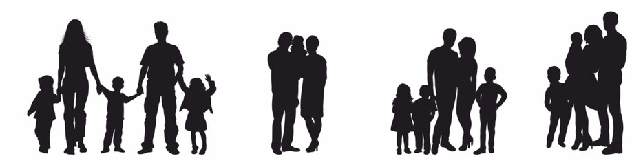Group of various family silhouette set. Set of various family. 
