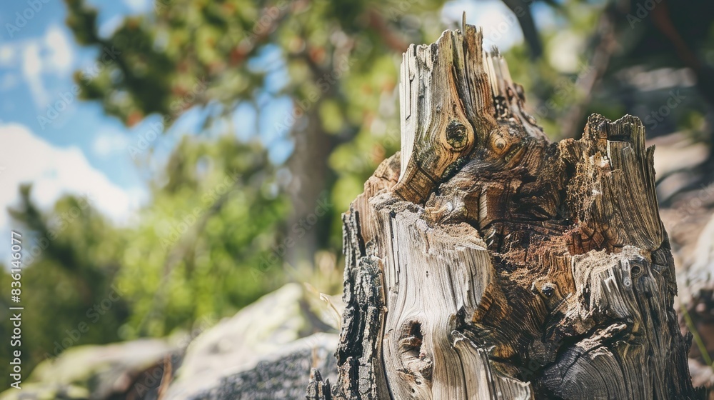 Poster structured tree trunk against a natural backdrop