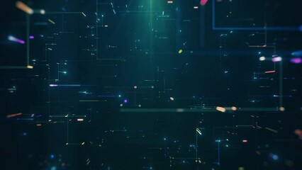 Abstract representation of a futuristic digital data network with glowing nodes and lines on a dark background, symbolizing connectivity, technology, and information flow. - Powered by Adobe