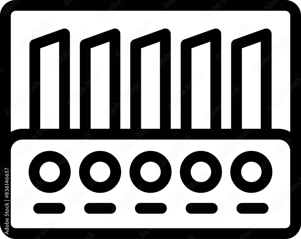 Poster black and white vector icon representing a bar chart for use in business and finance analytics