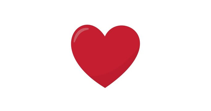 Heartbeat animation 4k. Red heart beating on white background in 4k format. Beating heart sign. Concept of love. Health concept.