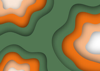 Orange and green papercut background