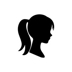 Woman head silhouette, face profile, vignette. Hand drawn illustration, isolated on white background. Design for invitation, greeting card, vintage style