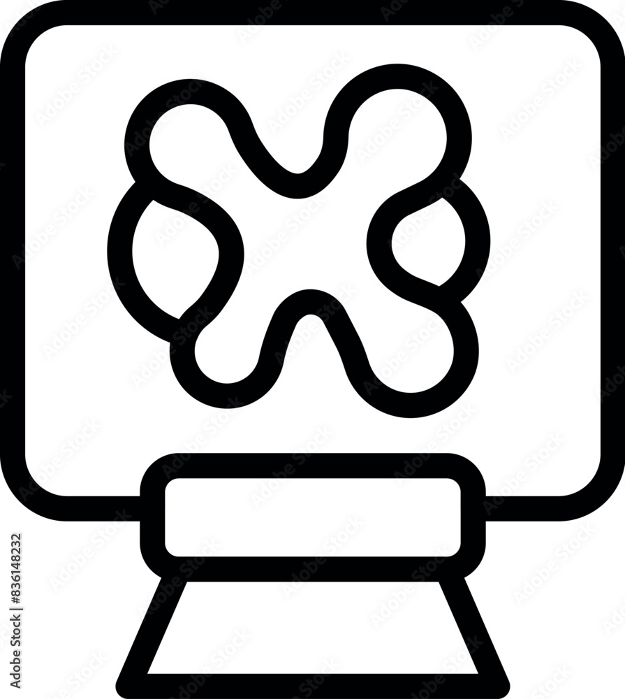 Aufkleber black and white line art of an abstract x mark on a computer monitor