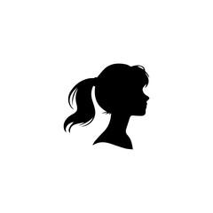 Woman head silhouette, face profile, vignette. Hand drawn illustration, isolated on white background. Design for invitation, greeting card, vintage style