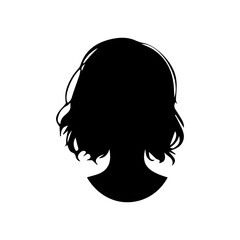 Woman head silhouette, face profile, vignette. Hand drawn illustration, isolated on white background. Design for invitation, greeting card, vintage style