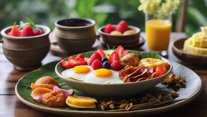 Delicious breakfast serve in Bali
