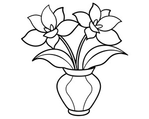 Bouquet of flowers vase outline vector