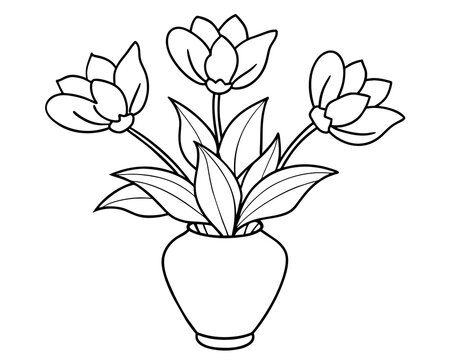 recommend clip art: Bouquet of flowers vase outline vector