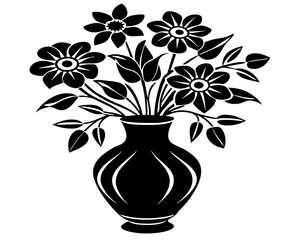 Black hand drawn doodle abstract branches in a vase