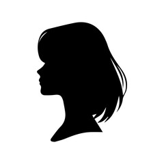 Woman head silhouette, face profile, vignette. Hand drawn illustration, isolated on white background. Design for invitation, greeting card, vintage style