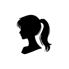 Woman head silhouette, face profile, vignette. Hand drawn illustration, isolated on white background. Design for invitation, greeting card, vintage style