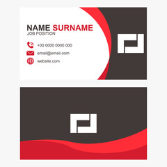 double sides abstract business card dark grey color