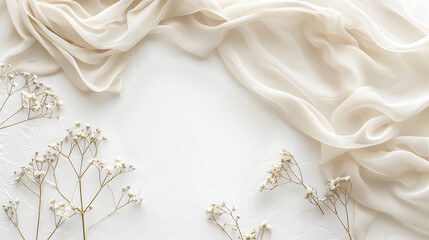 White Floral Bouquet on Cloth Background