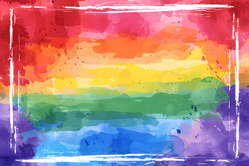 Rainbow lgbtq pride month background in watercolor style.
