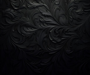 luxury black leaf on black background, vintage wallpaper, classic style, GenerativeAI, elegance background