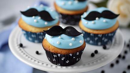 Father's Day Cupcakes with Mustache Decorations
