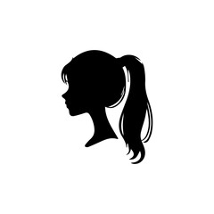 Woman head silhouette, face profile, vignette. Hand drawn illustration, isolated on white background. Design for invitation, greeting card, vintage style