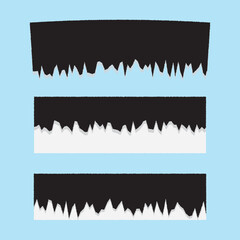 Torn and rip edge paper shape. Rough jagged rectangle frame for collage with cut border. Tear banner sheet and text box. Blank circle vintage piece set for craft. Tattered ragged sticker template