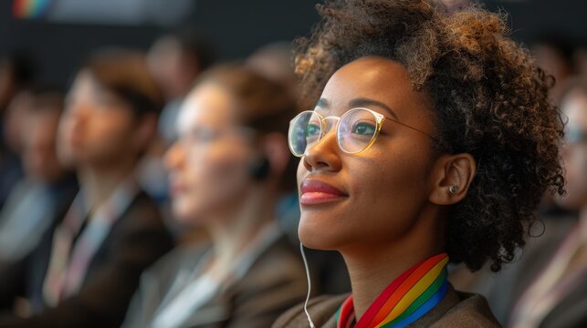 International trade conference with sessions on LGBTQ+ rights, intersectionality, and gender fluidity. Experts discuss the impact of inclusive policies on global business practices and the importance