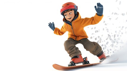 3D Cartoon Boy Skiing