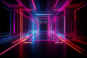 Fototapeta premium Desolate and shadowy abstract, neon light