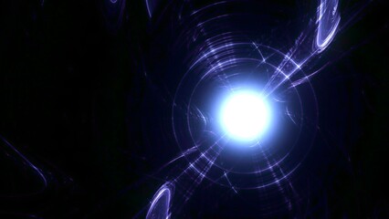 Futuristischer blauer Lichteffekt in hell leuchtender Energiestruktur. Geschwindigkeitseffekt. Abstrakte leuchtende Lichtlinien, bewegte Energiestrahlen, innovativ
