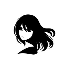 Woman head silhouette, face profile, vignette. Hand drawn illustration, isolated on white background. Design for invitation, greeting card, vintage style